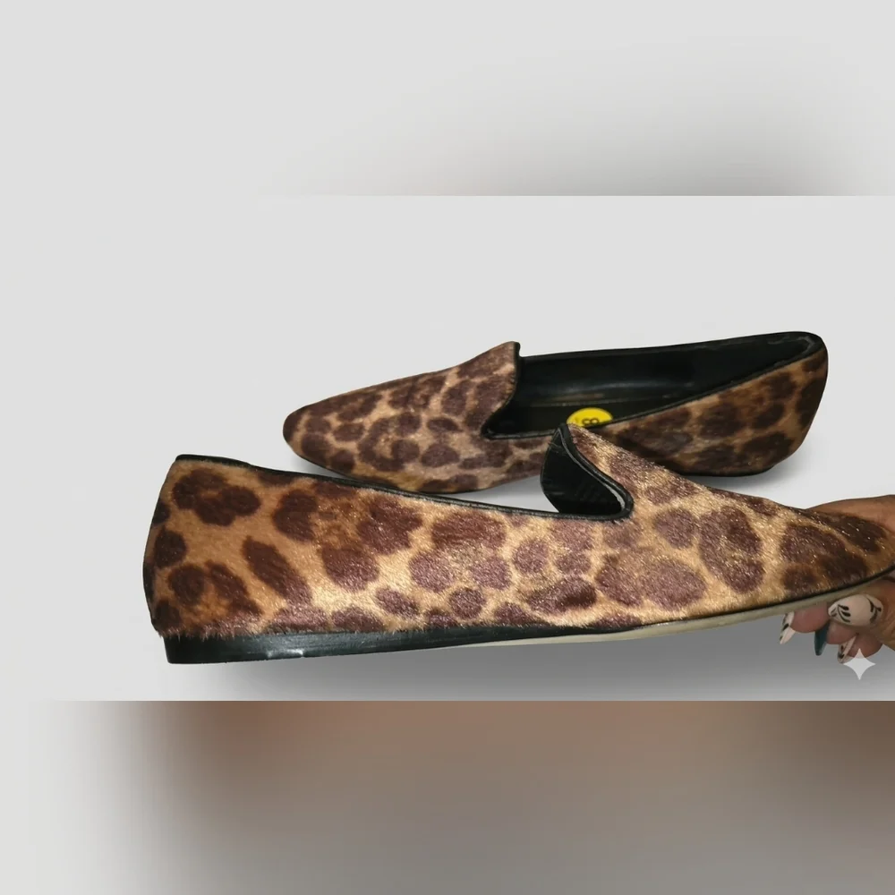 Nine West Leopard Print Pointed Toe Flats - Brown